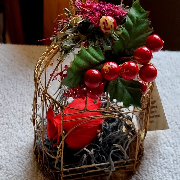 VTG WINDOWS ON NATURE CRANBERRY FEAST CARDINAL IN CAGE SUSAN A. MENZIES 1992RARE - Picture 1 of 7